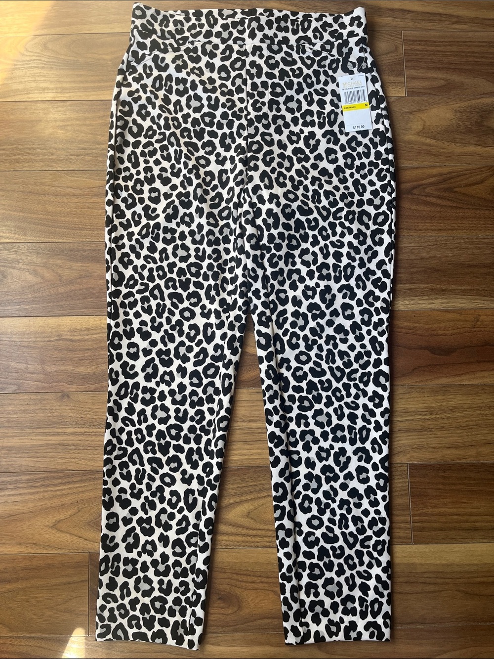 Michael Kors Black and White Leopard Print Pants Women Medium trousers
